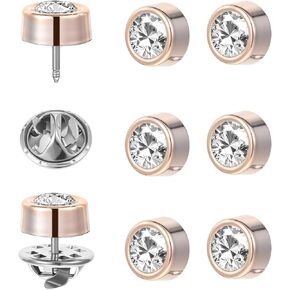 6PCS Button Pins Mini No Sew Crystal Buttons Anti Exposure Fixed Brooches Pin Backs Detachable Multi-Purpose Reusable Button Covers for Women Blouses (Silver, 0.51× 0.51 × 0.47 Inches)