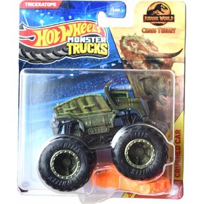 Hot Wheels Monster Trucks Triceratops, 1:64 Scale Includes Crushed Car