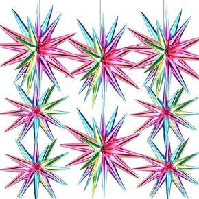 8 Pcs Star Balloons, Huge Gradient Colorful Explosion Star Aluminum Foil Spike Balloons for Birthday, Baby Shower, Rainbow Ice Cream Party, Mermaid Princess Party Decorations Supplies