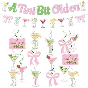 A Tini Bit Older Birthday Decorations Coquette Banner Pink Bow Garland Party Supplies for Girls