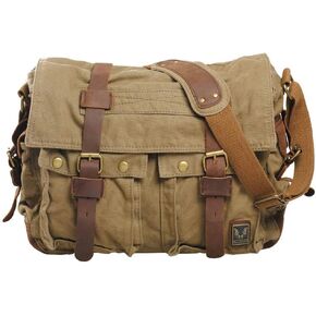 Vintage Military Satchel Messenger Bag Soft Canvas Casual Crossbody Shoulder Bags (Army Green,X-Large)
