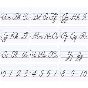 24 Pcs Cursive Alphabet Classroom Wall 11.8 X 6.3 inches Strip Number Border Posters Number Bulletin Strips ABC and Numbers 0 to 10 Border