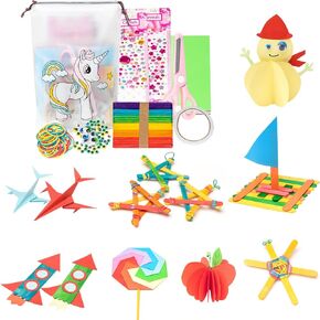 Arts and Crafts Supplies for Kids Boys and Girls Age 6 7 8 9 10 11 12+ DIY Crafting Supplies Kids Art Kits for Toddler Crafting Activity Gift with Storage Bag Kindergarten Preschool Homeschool
