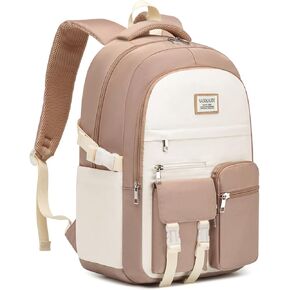 Teen Girls School Backpack, Middle High School Backpack for Girls 15.6in Laptop Backpack for Women Cute Bookbags for Kids Elementary, Khaki Beige