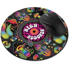 Non-Slip Round Mousepad, WIRESTER Vintage Oriental Red Persian Floral Rug Mouse Pad for Home, Office and Gaming Desk