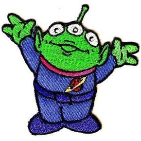 Cute Green Alien Embroidered Iron on Patch, 3" x 3"