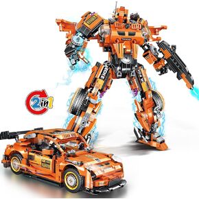 2 in 1 Transforming Mech Robot Building Toy Set, Compatible with Lego Car, 848 PCS Racing Car Building Blocks Kit for Adults, Construction Truck Vehicle Educational Gift Toy for Boys 8-14
