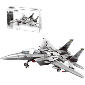 Fighter Jet Building Block Set 227 Pcs F-15 Eagle Fighter Jet Building Toys Set – Building Block Plane Toy for Kids Older Than 8 and Adults Compatible with All Building Bricks