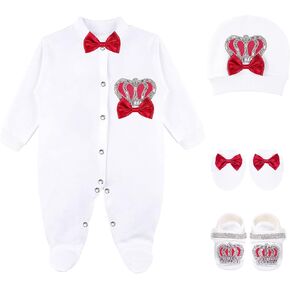 Lilax Baby Boy Jewels Crown Layette 4 Piece Gift Set 0-3 Months Blue in Kuwait