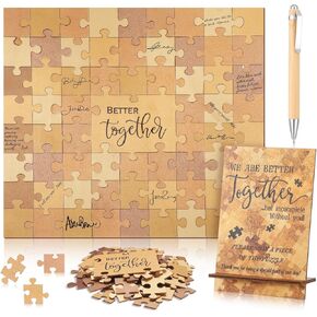 Wedding Guest Book Alternative Wooden Jigsaw Puzzle Guest Book Wedding Party Favors for Table Sign Decor 66 Pcs Guestbook Jigsaw Puzzles for Engagement Anniversary