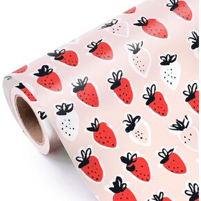 WRAPAHOLIC Strawberry Wrapping Paper Roll - Mini Roll - 17 Inch x 16.5 Feet - Sweet Strawberry Fruits Wrapping Paper for Summer, Birthday, Wedding, Baby Shower