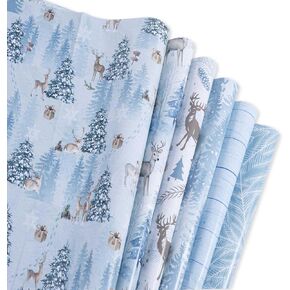 XIHIRCD 12pcs Christmas Wrapping Papers, 26.97x19.88 Inch Gift Wrapping Paper Deer Christmas Tree Snowflake Wrap Paper Tissue Paper for Xmas DIY Crafts Gift Wrapping Party Supplies (6 Styles)