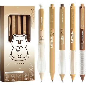 5 Pcs Cute Gel Pens Purple Retractable Pens Kawaii 0.5mm Black Ink Writing Pen Gradient Aesthetic Pen for Girls Boys Women Men Office School Supplies (Purple)