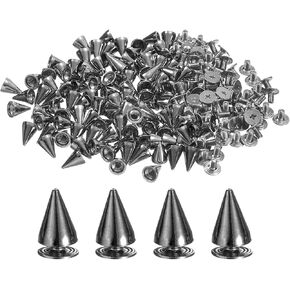 uxcell 200 Sets Spikes and Studs, 7 x 13mm Cone Spikes Screw Back Studs Rivets, Cone Punk Spikes Rivet for Clothing Belts Bags DIY Leather Crafts, Gold