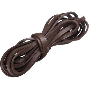 uxcell Flat Leather Cord, 3.3 Yard 5mm Leather String Strips Lacing for DIY Crafts Making Bracelet Purse Strap, Beige