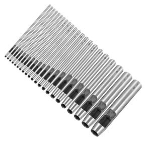 22 Pcs Leather Hole Punch Kit, 0.5-12mm Round Carbon Steel Hollow Belt Puncher Leather Hole Punch Tool for Belts Leathers Watch Bands Paper Cardboard Canvas Plastic