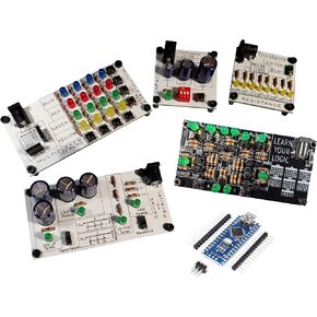 Set of 5 Boards + Nano | Practice Soldering & Learn Electronics | Multiplexer, Resistance, Capacitance, Series vs. Parallel, Logic Gates + Nano Board (Compatible with Arduino)