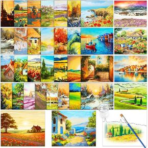 EggSun 36Pcs Dementia Activities for Seniors, Reusable Water Water Doodle Coloring Set for Dementia Memories Activities, Adults Seniors Toys Games with Painting Brush Drawing Gifts
