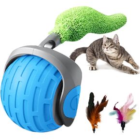 Speedy Tail 2.0 Interactive Cat Toy – Smart Self-Moving Ball with 3 Feather Tails, Rechargeable USB Powered, Quiet Motor, Indoor Pet Toy for Cats & Small Dogs