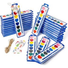 Watercolor Kids Card Set, 24 Pack Bulk Washable Paint Set, 8 Color Watercolor Paint with Brush, End of Year School Classroom Supplies Party Favors