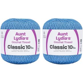 Generic Aunt Lydia Classic Medium Blue Crochet - 2 Pack of 300y/274m - Cotton - Gauge 10 - Crochet