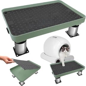 Adjustable Cat Ramp for Litter Box, Catcan Detachable Elevated Litter Box Steps with Sand Filter Function Non-Slip Tray for Small & Elderly Cats(14.7"x10"x2")