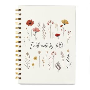 SZERE Vintage Wild Flower Notebook, Spring Floral Bible Notebook Journal Gifts for Teen Girl, Notebook Journal for Work Office School Student Teacher, Hardcover Spiral Notebook 5.5x8.3