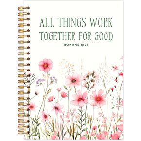 Christian Spiral Notebooks, God Is Good All the Time Bible Journaling Notebook, Religious Journals for Writing, Bible Notebook for Note Taking, Christian Gifts for Women Men, 5.5x8.3 Inch