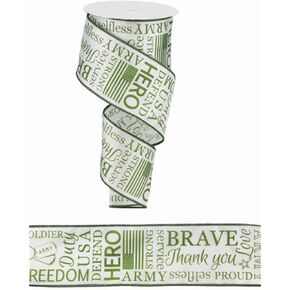 Craig Bachman 2.5 Inch United States Army Ribbon: White (10 Yards) Military Ribbon, Fabric, Bow, Crafting, Wired Edge, Gift Wrapping Ribbon