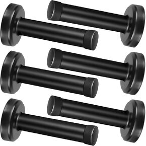 6 Pack Black Door Stop 304 Stainless Steel 3.7 Inch Door Stoppers with Thicken 1mm Sound Dampening Door Stop Bumper Wall Protetor for Wall Door Sound Dampening, Matte Black