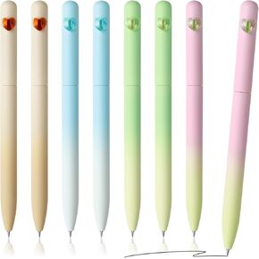 Temiary 8 Pcs Retractable Gel Pens, 0.5 mm Black Fine Point Gel Ink Pen, Quick Dry Aesthetic Smooth Writing for Journaling Note Taking (Snowman & Cloud)
