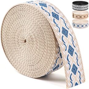 Cotton Webbing 1.5 Inch for Bag Handles, Jacquard Black and White Bohemia 6 Yards Heavy Duty Nylon Webbing Straps for Bags 1 1/2 Inch Webbing Nylon Strap Backpack Straps Belt