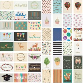 BEST PAPER GREETINGS 48-Pack Assorted Cards with Envelopes for All Occasions, Box Set of Greeting Cards for Birthdays, Congratulations, Weddings, Thank You, Thinking of You Notes, 48 Designs (4x6 In)