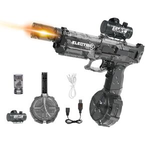 Electric Water Gun for Adults Kids, Automatic Squirt Gun with 26-32 FT Long Range, Powerful Light Up Watergun, Large Capacity Electric Water Blaster, Summer Beach Pool Outdoor Party Toy Gift, Black