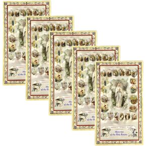 Needzo Mysteries of the Rosary Cards, Laminated Holy Prayer Set, 2.62 x 4.37 Pack of 5