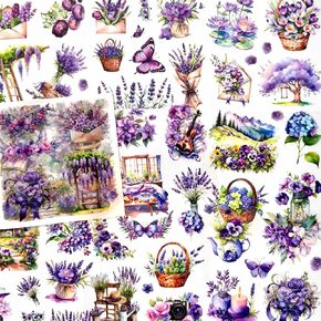Doraking 30 Sheets Colorful Flower Scrapbooking Sticker Book Kit, Precut Floral Natural Garden Flowers Butterfly Transparent Stickers for Junk Journaling Scrapbook Supplies Planner