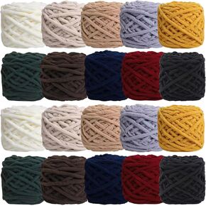 MESTOON Chunky Chenille Yarn 20 Pack of 100g/3.05oz Thick Soft Velvet Yarn for Crocheting Hand Knitting Sweater Scarf Blankets DIY Craft (20, Fresh Color)
