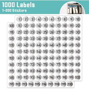 3000 PCS Number Stickers Labels, 0.4'' Black Consecutive Number Stickers 1-200, Vinyl Numbered Sticker, Self-Adhesive and Residue-Free, Use for Indoor and Outdoor