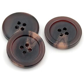 20PCS Resin Round Buttons Craft Sewing Snaps 4 Holes Handmade DIY Accessories (Brown, 15mm)