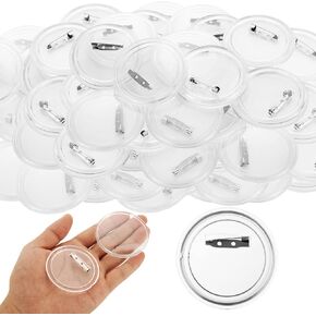 100 Pcs Blank Button Pins 2.25 inch/58mm DIY Photo Button Clear Pins Buttons, Blank Button Pins Bulk for Picture Make Your Own Buttons Maker DIY Crafts Supplies