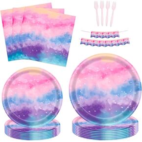 Galaxy Party Kit for 24 Guests - 97 Pcs Including Plates, Forks, Napkins, Bunting - Perfect for Astronaut-Themed Birthday Adventures