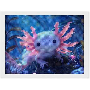 Nestaura Salamander Axolotls Diamond Painting Kit,5D DIY Diamond Art with Round Diamonds for Home Wall Decor and Gifts 12"x16"