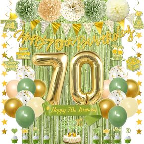 30th Birthday Decorations for Her Him, Sage Green 30th Birthday Decorations with Banner Balloons Sash Fringe Curtain Hanging Swirls for 30 Year Old Party Decoration