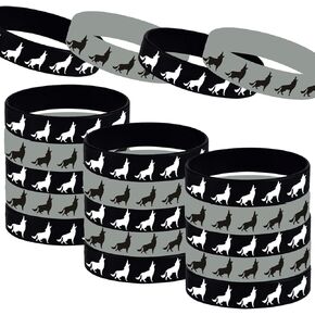 24PCS Wolf Themed Party Rubber Bracelets, Wolf Animal Printed Baby Shower Wars Birthday Party Favors Supplies Decorations Gifts Prize Goodie Bag Favor Silicone Wristbands