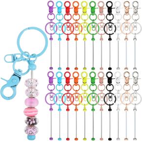 20 Pcs Beadable Keychain Bars, Multicolor Accessories Metal Blank Bead Keychain Bar for DIY Craft Jewelry Making Supplies