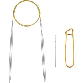 Circular Knitting Needles 40inch (100cm) Stainless Steel Knitting Needles Size US 6 (4mm) with 1 Sturdy Stitch Holder