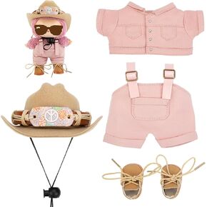 17cm Doll Ornaments Clothes Set, Stylish Western Cowgirl Fashion Outfit with Shoes and Hat, Adorable Outfit Set for 17cm Doll Mini Accessories, Clothes Only No Doll