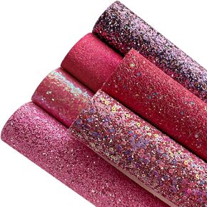 HYANG 6Pcs/Set 8.26 Inch x11.81 Inch Multiple Colors PU Synthetic Faux Leather Sheets Mixed Chunky Glitter& Soft Leather Fabric Sheets for DIY Craft Bows Earrings Making,Glitter13