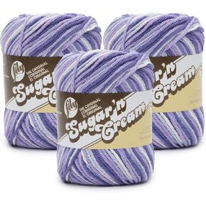 Lily Super Size Ombre Purple Haze Ombre Yarn - 3 Pack of 85g/3oz - 100% Cotton - #4 Worsted (Medium) - 143 Yards - Knitting/Crochet