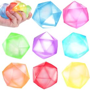 8 Pack Squishy Stress Ball, Diamond Malt Sugar Ice Stress Ball Cube Sensory Squishy Fidget Balls Toys for Anxiety Stress Relief for Kids and Adults Fidgets for Classroom Party Favors